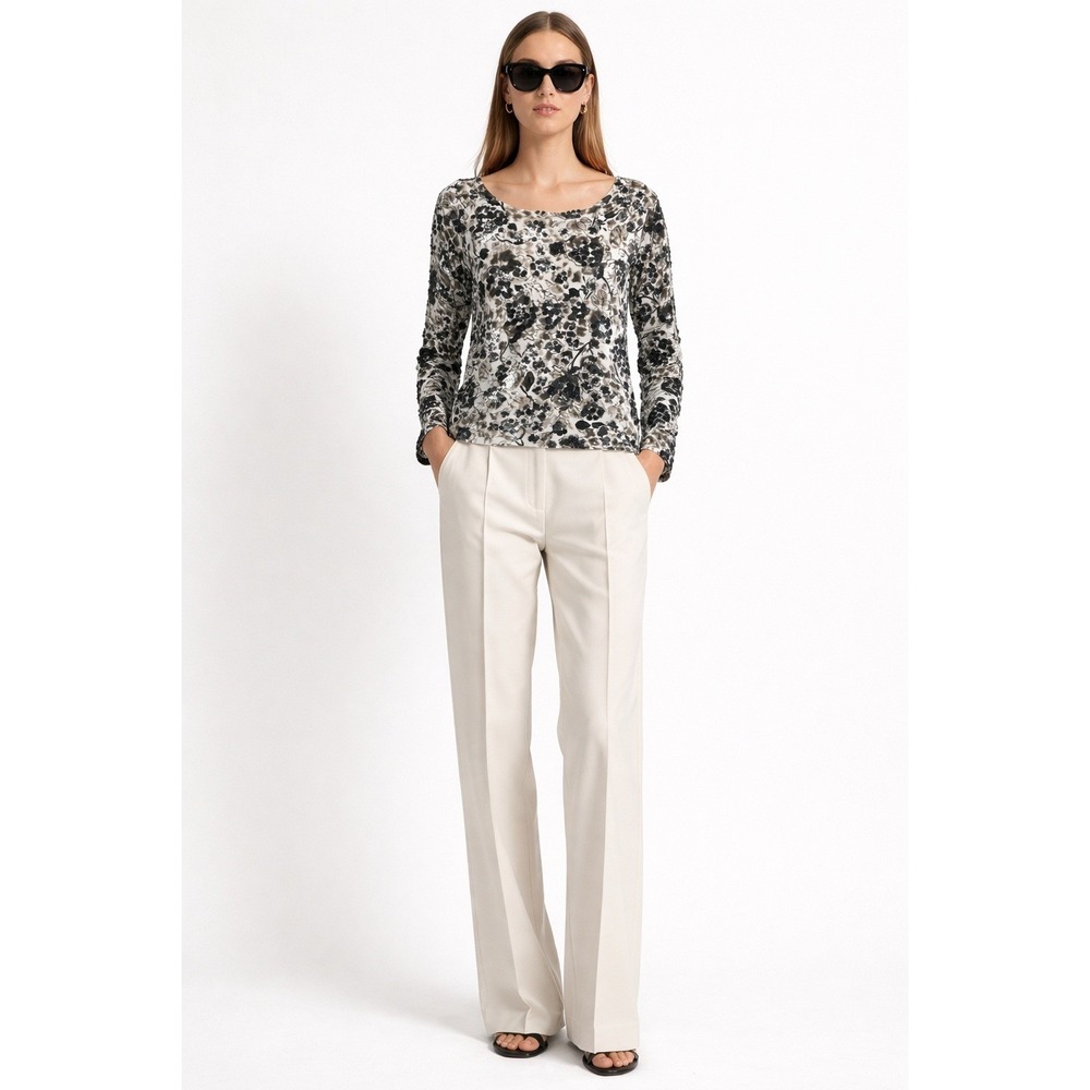 NWOT Oscar de la Renta Sequins Floral Black White Knit Luxury Sweater M